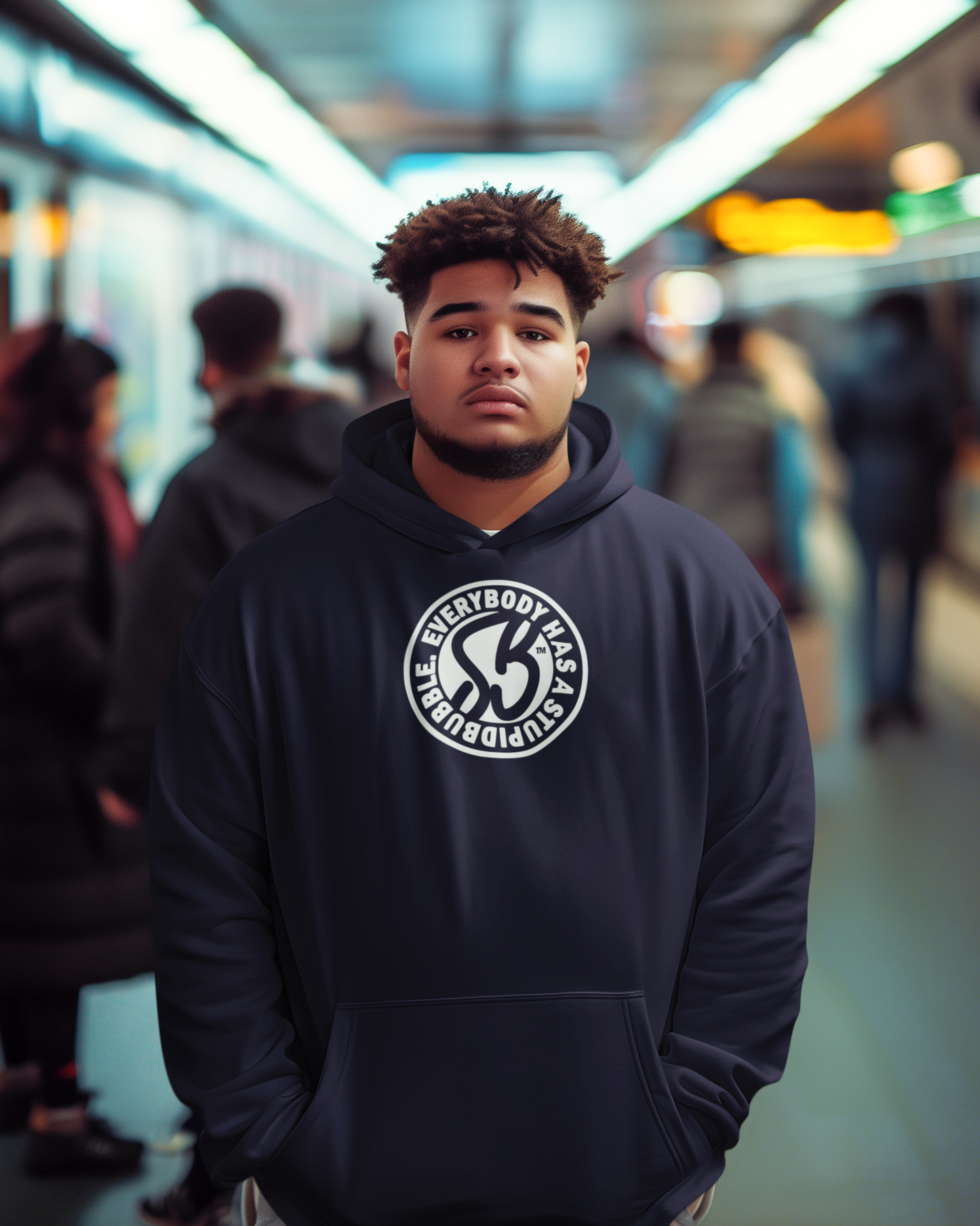 Luxury Hoodie" Everybody has a stupidbubble" Navy